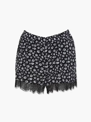 Floral Lace-trim Pajama Shorts