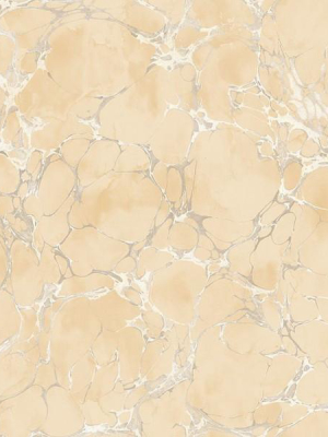 Patina Marble Wallpaper In Tan And Silver By Seabrook Wallcoverings