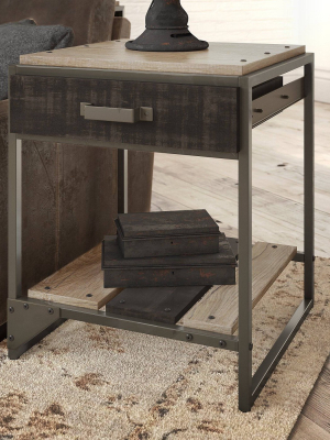 Refinery End Table With Drawer Rustic Gray/charred Wood - Bush Furniture