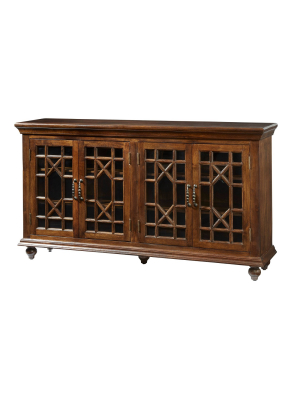 Manhattan Traditional 4 Door Media Credenza Brown - Treasure Trove Accents