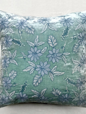 Doreen Silk Velvet Cushion In Ocean