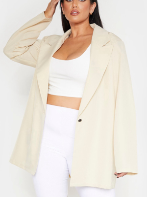 Plus Stone Super Oversized Woven Blazer