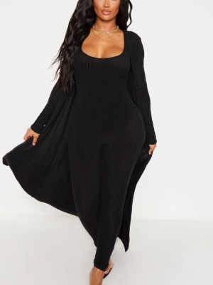 Shape Black Brushed Rib Duster Jacket