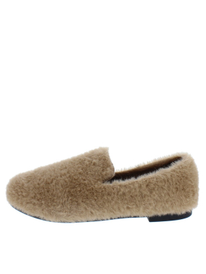 Laid Back Taupe Faux Fur Loafer Flat