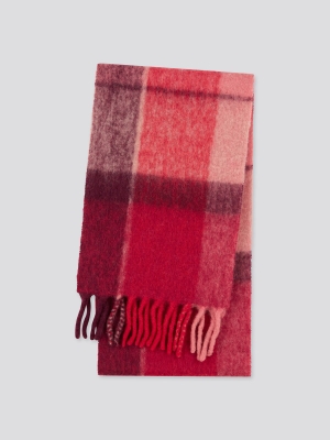 Women Brushed Wool-blend Checked Scarf