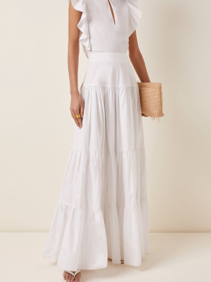 Elouise Tiered Cotton Poplin Maxi Skirt