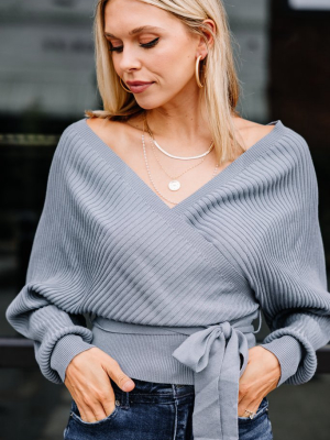 Dreaming Of You Steel Blue Ribbed Sweater