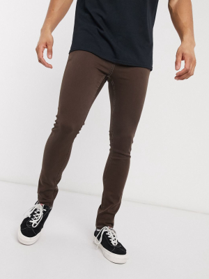 Asos Design Super Skinny Jeans In Brown