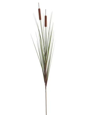 Artificial Grass With Cattails Potted (24") Brown - Vickerman