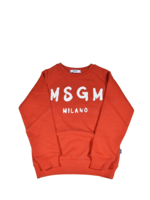 Msgm Kids Logo Print Crewneck Sweatshirt