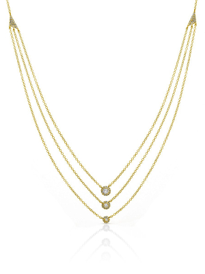 14kt Yellow Gold Diamond Triple Layer Mikaila Necklace