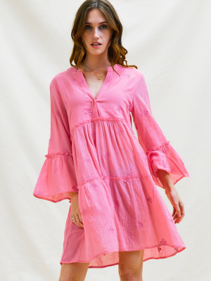 Cristina Embroidered Kaftan | Bubble Pink