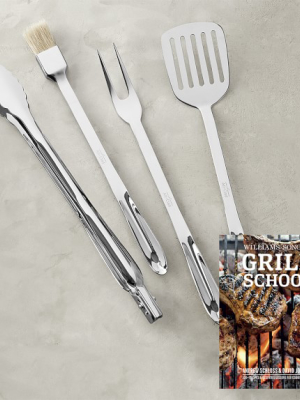 All-clad Bbq Tool Set With Williams Sonoma Grill School Cookbook