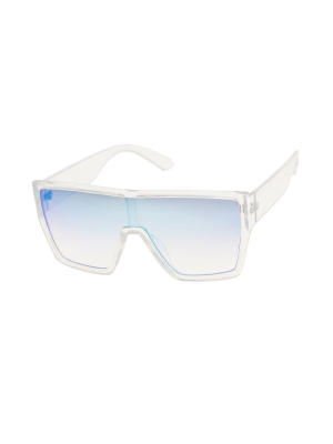 Square Shield Sunglasses Clear