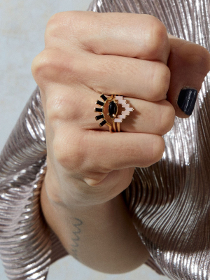 Eyelash Baguette Ring In Black Onyx