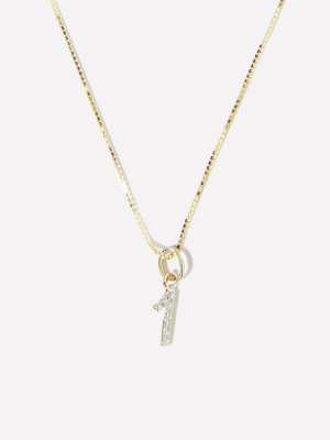 Diamond Number Charm Necklace