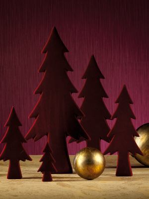 Flocked Trees - Burgundy Red