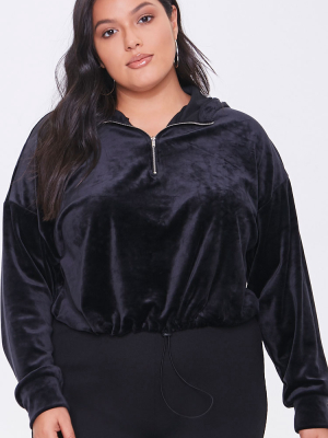 Plus Size Crushed Velvet Hoodie