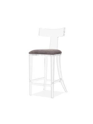 Tristan Klismos Bar Stool - Grey Velvet