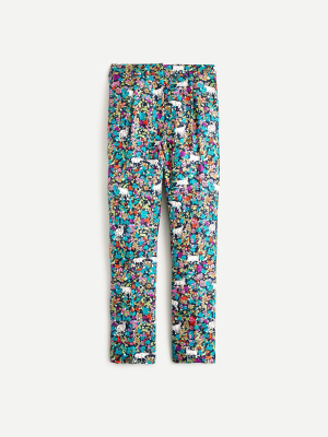 Collection High-rise Silk-twill Trouser In Grazing Goats Print