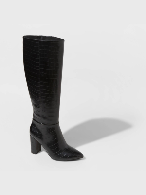 Women's Birgitte Animal Print Heeled Tall Fashion Boots - A New Day™