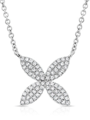 14kt White Gold Diamond Flower Necklace