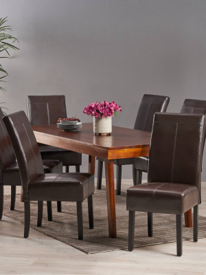 Set Of 6 Pertica T-stitch Dining Chairs Chocolate Brown - Christopher Knight Home