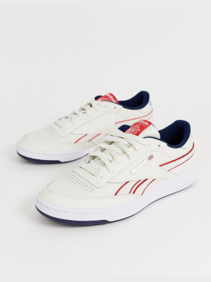 Reebok Revenge Plus Sneakers White With Piping And Metal Logo