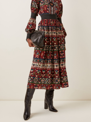 Folk Art Cutout-detailed Printed Jersey Midi Dress