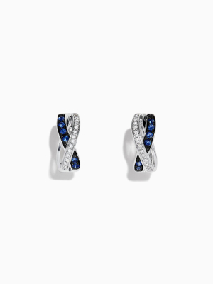 Effy Royale Bleu 14k White Gold Blue Sapphire & Diamond Earrings, 0.33 Tcw