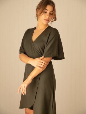 Wilder Wrap Dress Moss