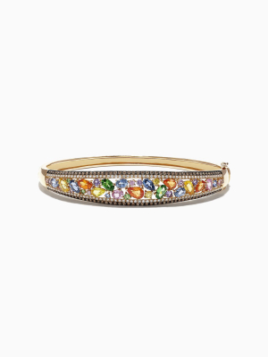 Effy Watercolors 14k Yellow Gold Multi Sapphire & Diamond Bangle, 6.02 Tcw