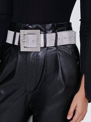 Rhinestone Square-buckle Belt