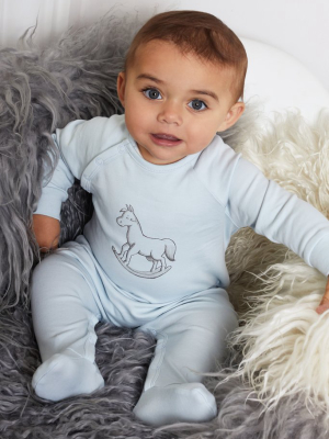 Super Soft Jersey Chest Print Sleepsuit - Blue