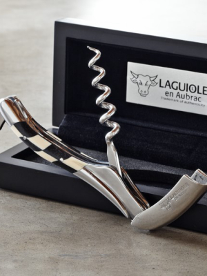 Laguiole En Aubrac Waiters Corkscrew Wine Opener, Ebony/ivory