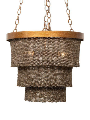 Patricia Chandelier Small Bronze Coco Beads And Gold Metal