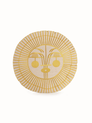 Round Ayo Sun Decorative Throw Pillow Gold Metallic - Justina Blakeney