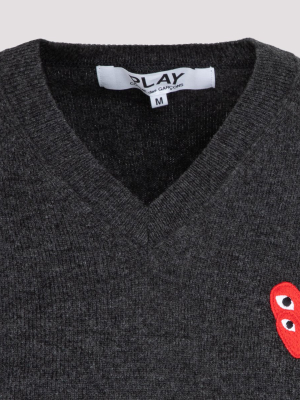 Comme Des Garçons Play V-neck Knitted Sweater