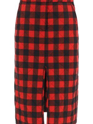 Msgm Check Front Slit Midi Skirt