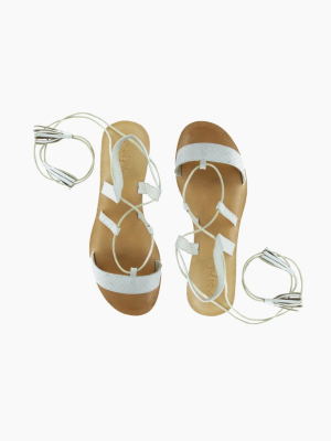 Tulum Wrap Around Tie Sandals - Ivory White