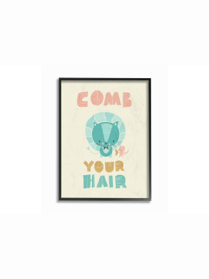 11"x1.5"x14" Comb Your Hair Mod Lion Framed Giclee Texturized Art - Stupell Industries