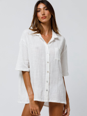 Frankie Oversized Shirt In Off White Cotton Gauze