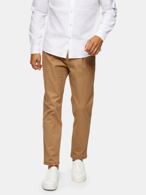 Camel Pleated Tapered Pants