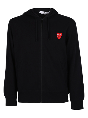 Comme Des Garçons Play Overlapping Heart Zip-up Hoodie