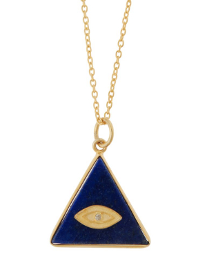 All Seeing Triangle Eye Necklace With Lapis