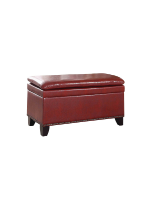 Double Cushion Storage Bench 16.75" - Red - Ore International