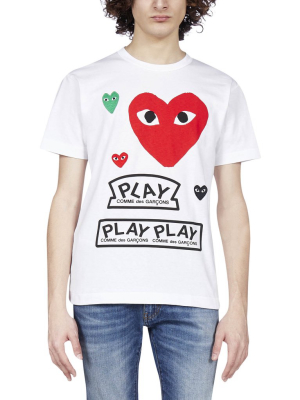 Comme Des Garçons Play Multi Logo Printed T-shirt