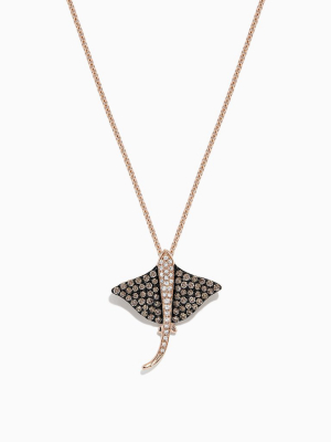 Effy Seaside 14k Gold Cognac & White Diamond Stingray Pendant, 0.46 Tcw