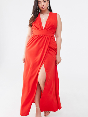 Plus Size Plunging Neck Gown
