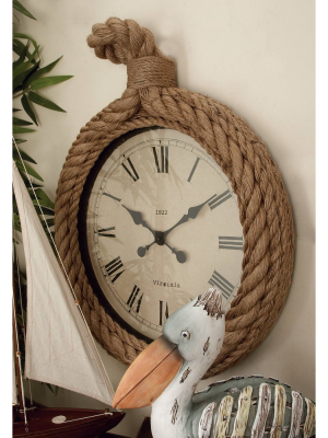 27" X 19" Coastal Hemp Rope Framed Round Wall Clock - Olivia & May